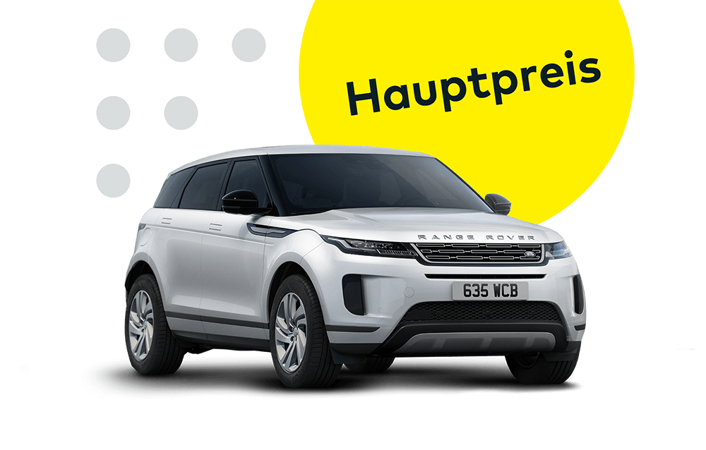 Hauptpreis: Ein weißer Range Rover Evoque.