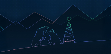 Weihnachtliches Motiv mit Bulle und B&auml;r