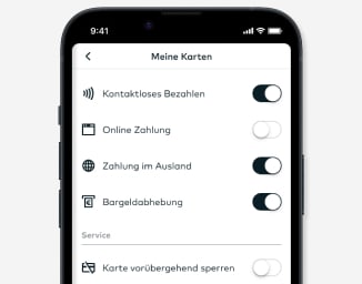 Ein Handyscreen der Visa-Kartenverwaltung in der comdirect App.