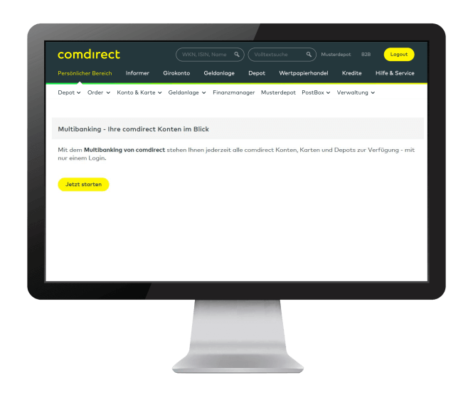 Multibanking aktivieren: Monitor zeigt die Aktivierung im persönlichen Bereich.